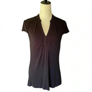 Old‎ Navy Womens Y2K Preppy Academic Short Sleeve Lightweight Black Top Size L